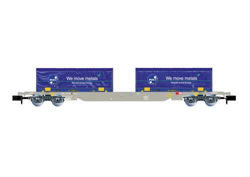 Arnold HN6659 4-achsiger Containertragwagen mit 2x blau 22 coil Container RHEINKRAFT